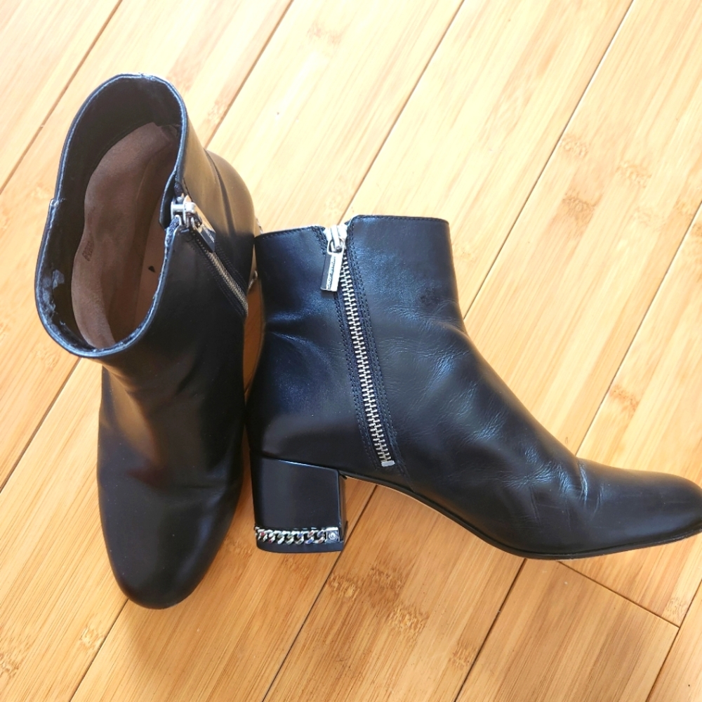Black Leather Ankle Boots Michael Kors 6.5
